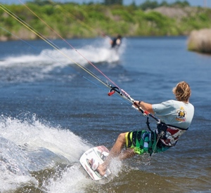 Man kiteboarding